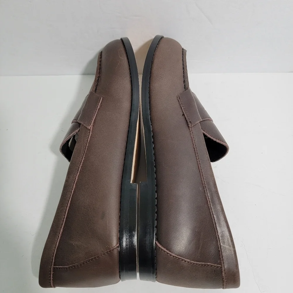 NEW JANIE & JACK Kids Leather Slip-On Shoes Size 4K Brown Leather Sole Unisex